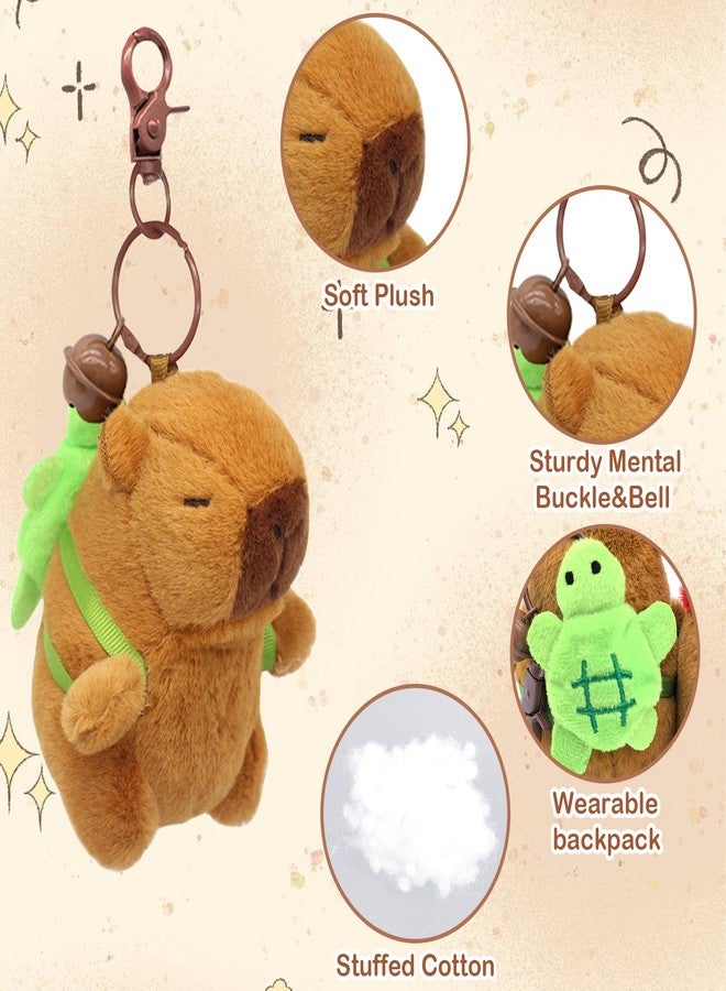 WUEURU 4 Pcs Capybara Plush Keychain Toy,Capybara Stuffed Animals Toy 4'' Cute Capybara Plush Toy Doll Key Chain for Party Graduation Gifts Birthday Gift - Image 3